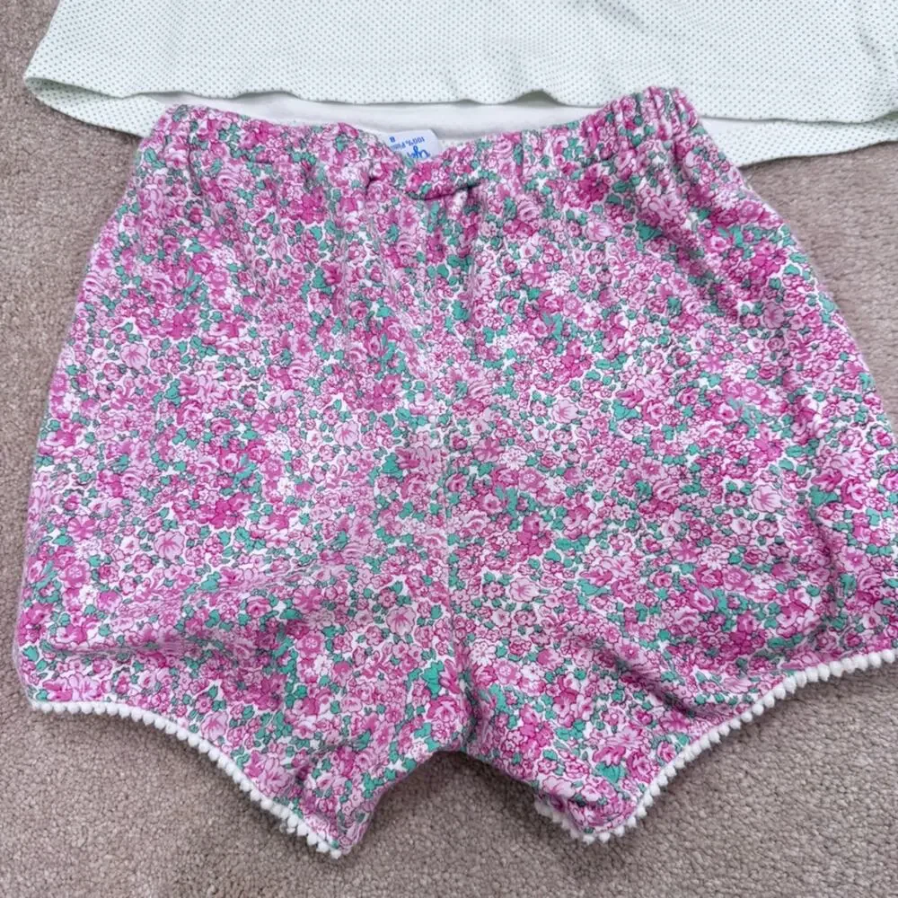 Girls Eyelet & Ivy White and Green Polka Dot Top and shorts set, size 8